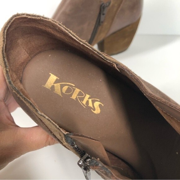 Korks by Kork-Ease Raynor Leather Ankle Booties Brown Zippers 10 Q43106 - Picture 9 of 10